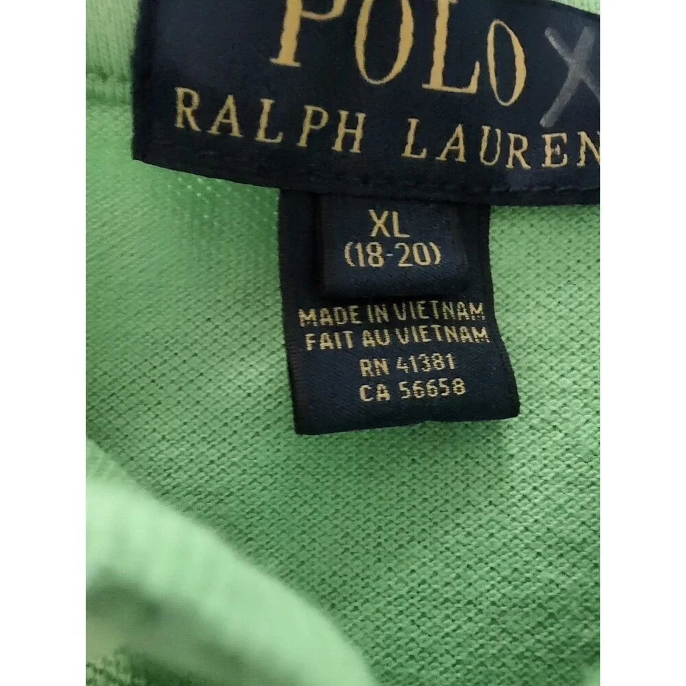 POLO RALPH LAUREN SHIRT SIZE YOUTH XL LIME W/PONY LOGO  EUC